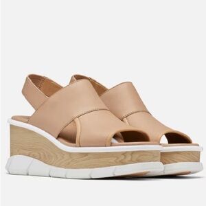 SOREL Joanie III Slingback Wedge Sandals Honest Beige Size 8